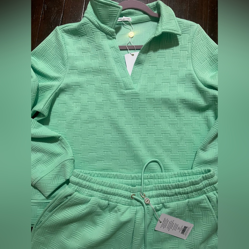 Mint Green Textured Top and Bottom Set